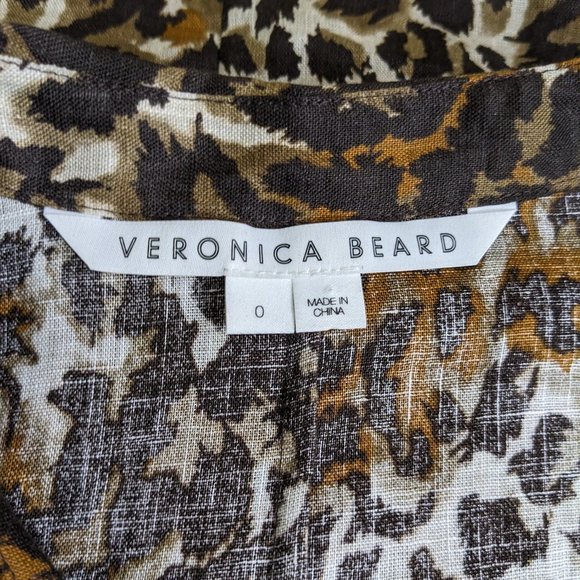 Veronica Beard Seki Leopard Printed Linen Dress - size 0 - Picture 13 of 15